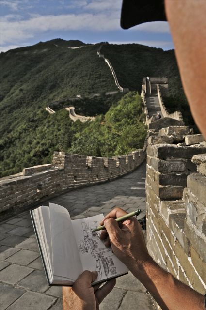Great Wall of China — Gregory hiking and painting on location