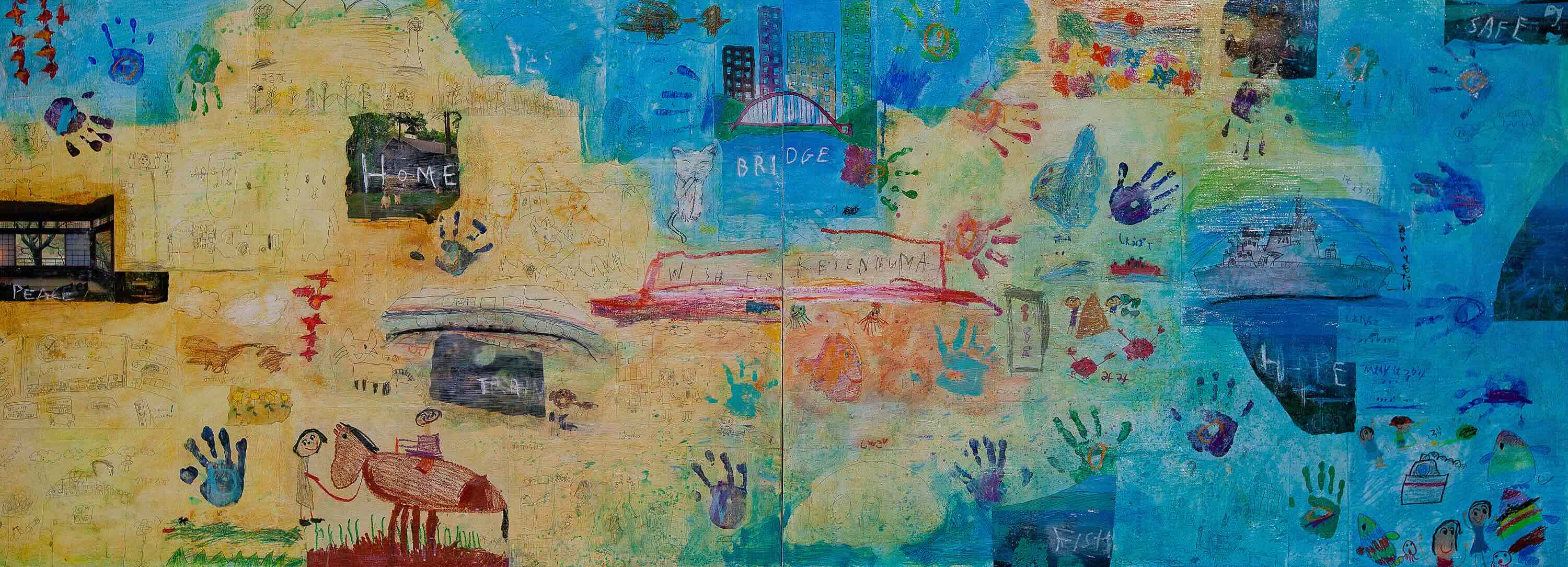'Wish for Kesennuma' — 4×8ft diptych, permanent collection Rias Ark Museum of Art, Miyagi, Japan