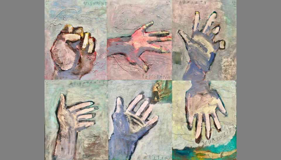 Hands Series 2025 — six paintings by Gregory Burns