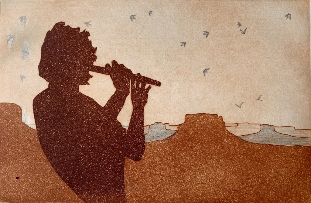 Desert Flutist · Etching · 1981