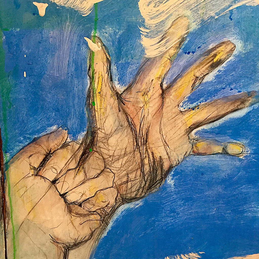 Hand Letting Go · Oil & Mixed Media on Canvas